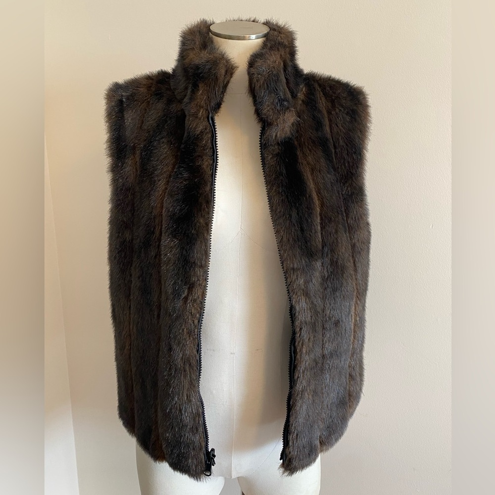 Dark Brown Giacca Reversible Faux Fur Mink Vest